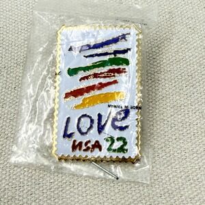 Vintage LOVE USA 22 Stamp‎ Enamel Pin 1985 USPS Licensed Collectible